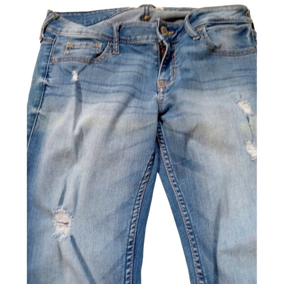 Hollister Super Skinny Women Size 3 Short Blue Distressed Jeans - Picture 2 of 7